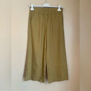 J jill pants khaki linen blend cropped pants Lagenlook minimalist wide leg